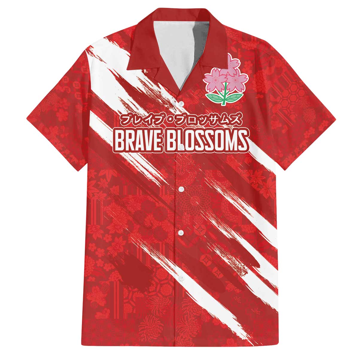 Custom Rugby Japan Family Matching Off The Shoulder Long Sleeve Dress and Hawaiian Shirt The Champion Brave Blossoms Red Color - Wonder Print Shop