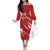Custom Rugby Japan Family Matching Off The Shoulder Long Sleeve Dress and Hawaiian Shirt The Champion Brave Blossoms Red Color - Wonder Print Shop
