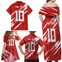 Custom Rugby Japan Family Matching Off Shoulder Maxi Dress and Hawaiian Shirt The Champion Brave Blossoms Red Color - Wonder Print Shop
