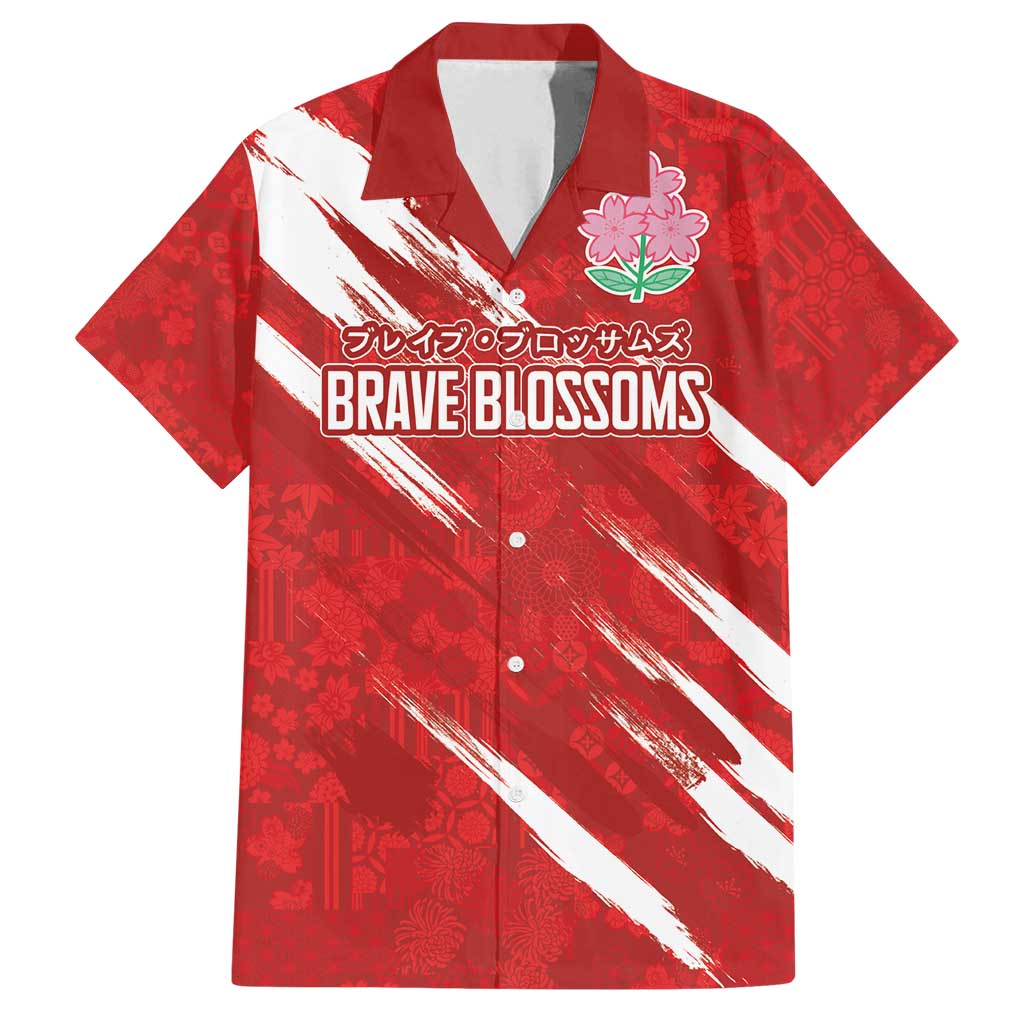Custom Rugby Japan Family Matching Off Shoulder Maxi Dress and Hawaiian Shirt The Champion Brave Blossoms Red Color - Wonder Print Shop