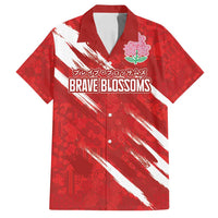 Custom Rugby Japan Family Matching Off Shoulder Maxi Dress and Hawaiian Shirt The Champion Brave Blossoms Red Color - Wonder Print Shop