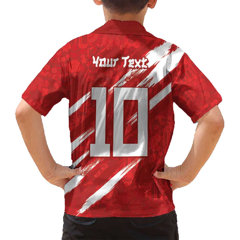 Custom Rugby Japan Family Matching Off Shoulder Short Dress and Hawaiian Shirt The Champion Brave Blossoms Red Color - Wonder Print Shop