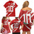 Custom Rugby Japan Family Matching Off Shoulder Short Dress and Hawaiian Shirt The Champion Brave Blossoms Red Color - Wonder Print Shop