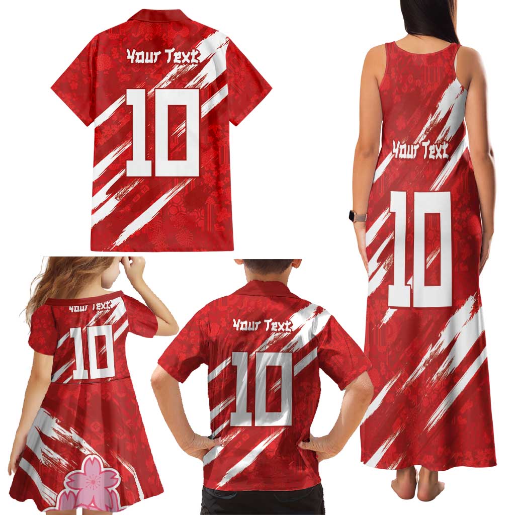 Custom Rugby Japan Family Matching Tank Maxi Dress and Hawaiian Shirt The Champion Brave Blossoms Red Color - Wonder Print Shop