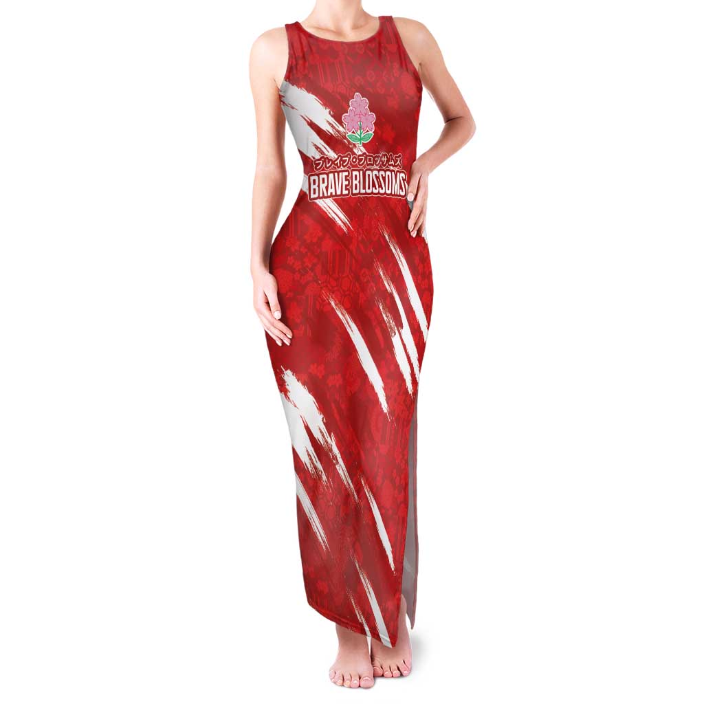 Custom Rugby Japan Family Matching Tank Maxi Dress and Hawaiian Shirt The Champion Brave Blossoms Red Color - Wonder Print Shop