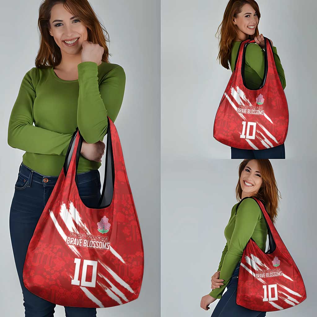 Custom Rugby Japan Grocery Bag The Champion Brave Blossoms Red Color - Wonder Print Shop