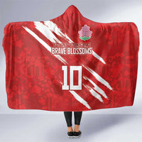 Custom Rugby Japan Hooded Blanket The Champion Brave Blossoms Red Color - Wonder Print Shop