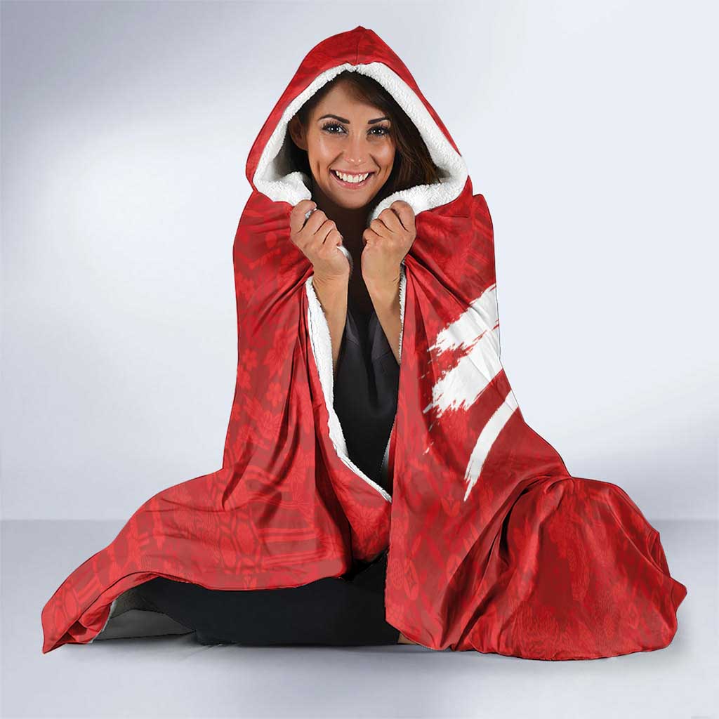 Custom Rugby Japan Hooded Blanket The Champion Brave Blossoms Red Color - Wonder Print Shop