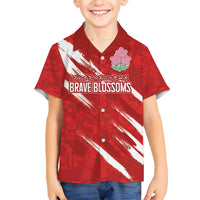 Custom Rugby Japan Kid Hawaiian Shirt The Champion Brave Blossoms Red Color - Wonder Print Shop