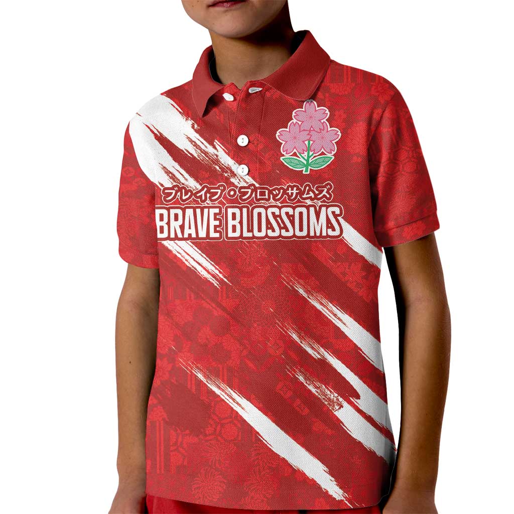 Custom Rugby Japan Kid Polo Shirt The Champion Brave Blossoms Red Color - Wonder Print Shop
