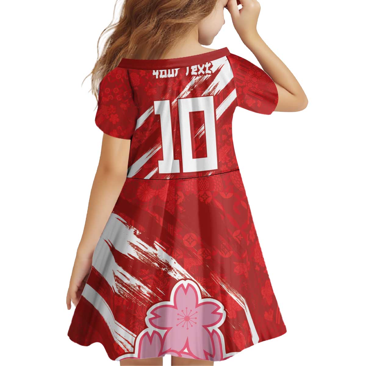 Custom Rugby Japan Kid Short Sleeve Dress The Champion Brave Blossoms Red Color - Wonder Print Shop