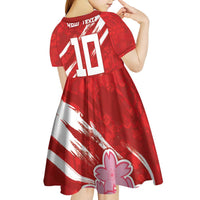 Custom Rugby Japan Kid Short Sleeve Dress The Champion Brave Blossoms Red Color - Wonder Print Shop