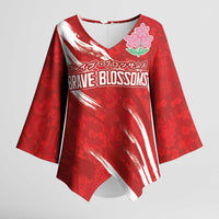 Custom Rugby Japan Kimono Sleeve Blouse The Champion Brave Blossoms Red Color - Wonder Print Shop
