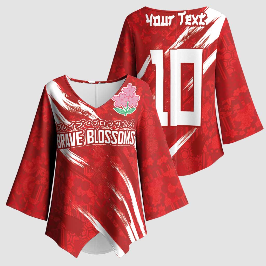 Custom Rugby Japan Kimono Sleeve Blouse The Champion Brave Blossoms Red Color - Wonder Print Shop