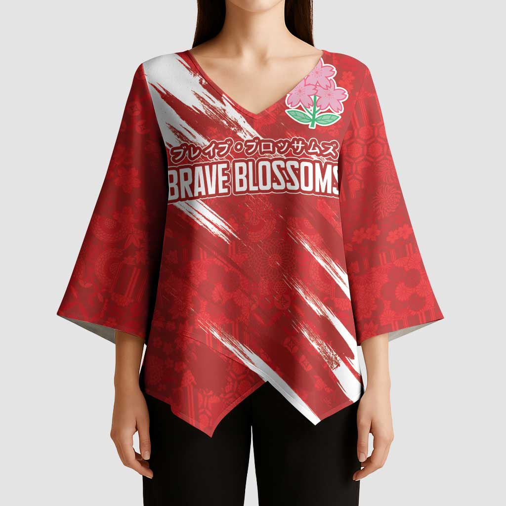 Custom Rugby Japan Kimono Sleeve Blouse The Champion Brave Blossoms Red Color - Wonder Print Shop