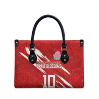 Custom Rugby Japan Leather Bag The Champion Brave Blossoms Red Color - Wonder Print Shop