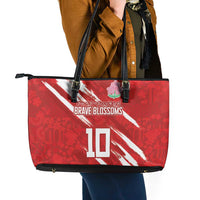 Custom Rugby Japan Leather Tote Bag The Champion Brave Blossoms Red Color - Wonder Print Shop