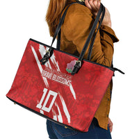 Custom Rugby Japan Leather Tote Bag The Champion Brave Blossoms Red Color - Wonder Print Shop