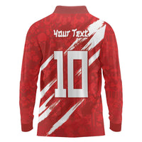 Custom Rugby Japan Long Sleeve Polo Shirt The Champion Brave Blossoms Red Color - Wonder Print Shop