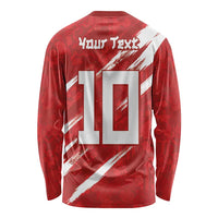 Custom Rugby Japan Long Sleeve Shirt The Champion Brave Blossoms Red Color - Wonder Print Shop
