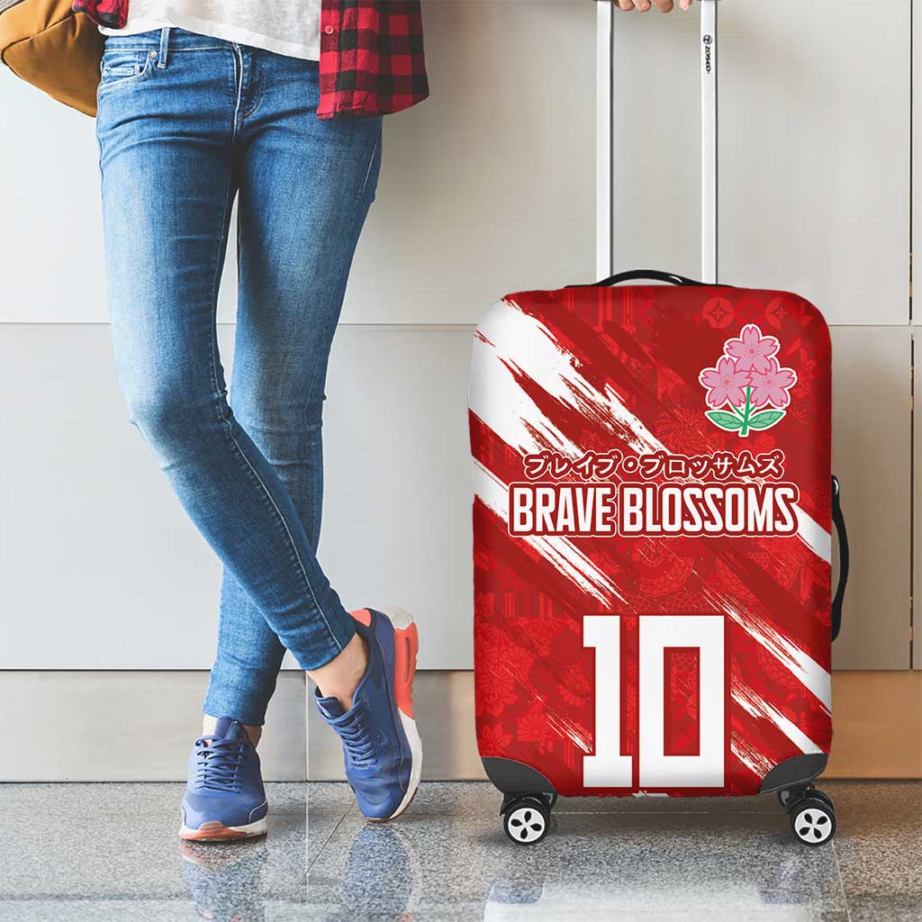 Custom Rugby Japan Luggage Cover The Champion Brave Blossoms Red Color - Wonder Print Shop