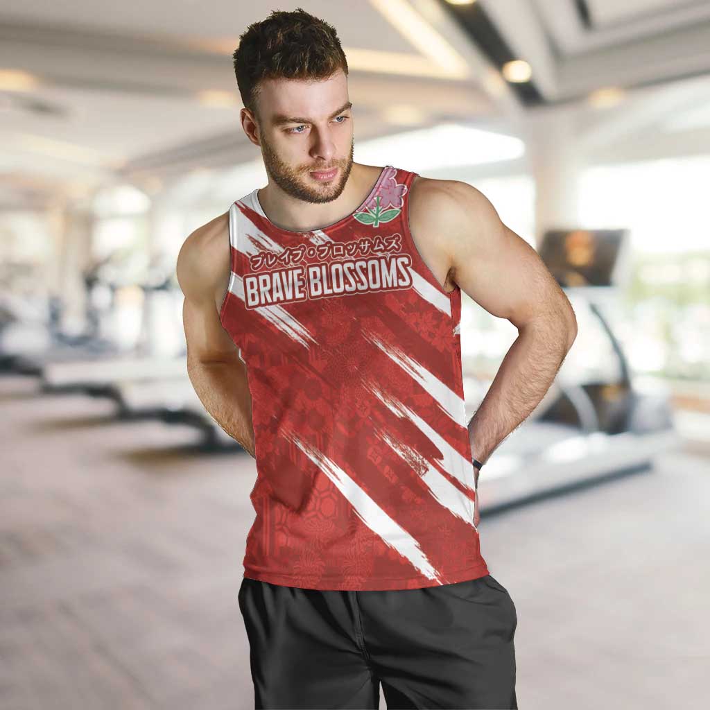 Custom Rugby Japan Men Tank Top The Champion Brave Blossoms Red Color - Wonder Print Shop
