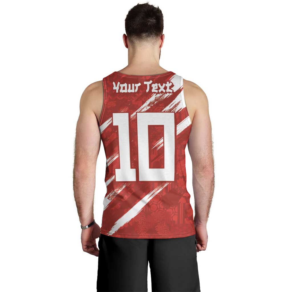 Custom Rugby Japan Men Tank Top The Champion Brave Blossoms Red Color - Wonder Print Shop