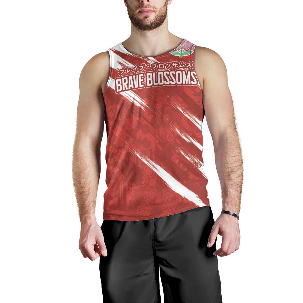 Custom Rugby Japan Men Tank Top The Champion Brave Blossoms Red Color - Wonder Print Shop
