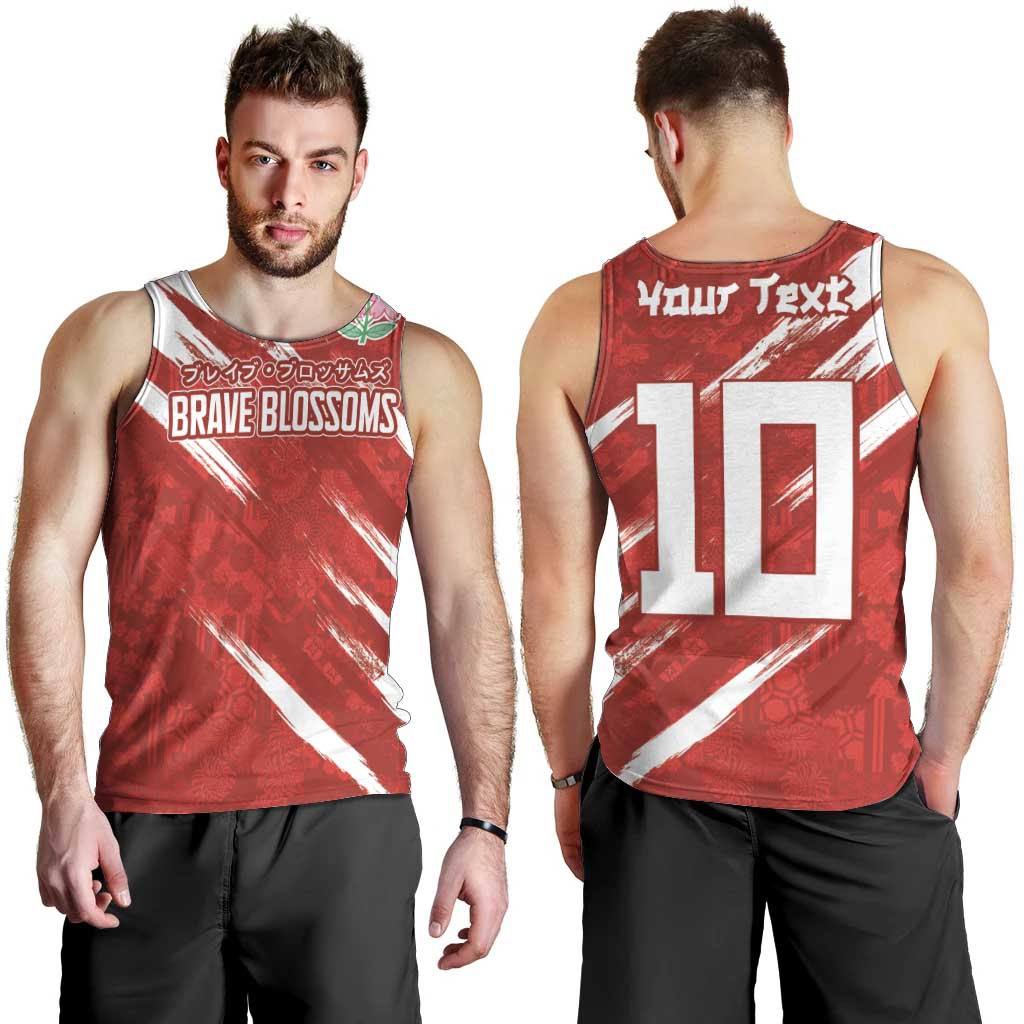 Custom Rugby Japan Men Tank Top The Champion Brave Blossoms Red Color - Wonder Print Shop