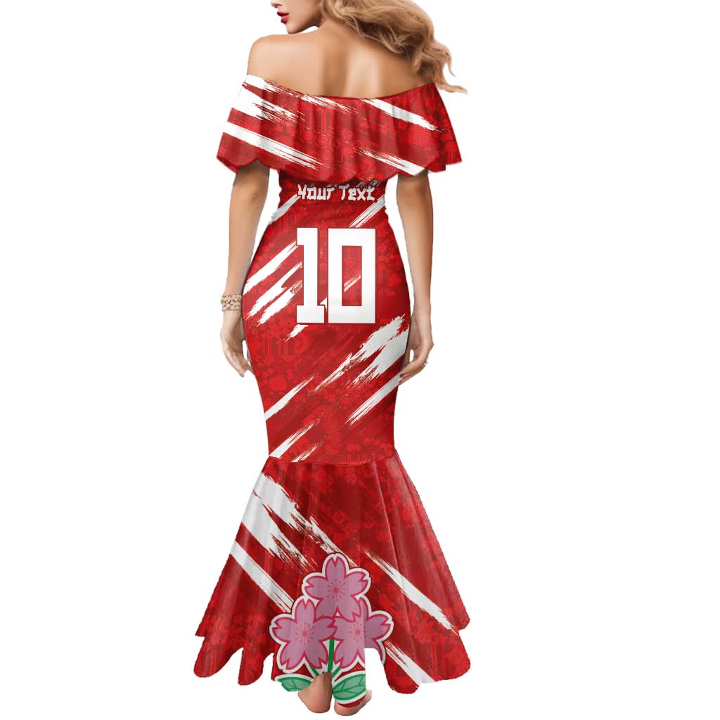 Custom Rugby Japan Mermaid Dress The Champion Brave Blossoms Red Color - Wonder Print Shop