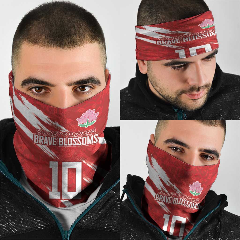 Custom Rugby Japan Neck Gaiter The Champion Brave Blossoms Red Color - Wonder Print Shop