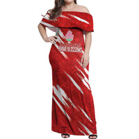 Custom Rugby Japan Off Shoulder Maxi Dress The Champion Brave Blossoms Red Color - Wonder Print Shop
