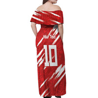 Custom Rugby Japan Off Shoulder Maxi Dress The Champion Brave Blossoms Red Color - Wonder Print Shop