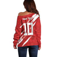 Custom Rugby Japan Off Shoulder Sweater The Champion Brave Blossoms Red Color - Wonder Print Shop