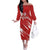 Custom Rugby Japan Off The Shoulder Long Sleeve Dress The Champion Brave Blossoms Red Color - Wonder Print Shop
