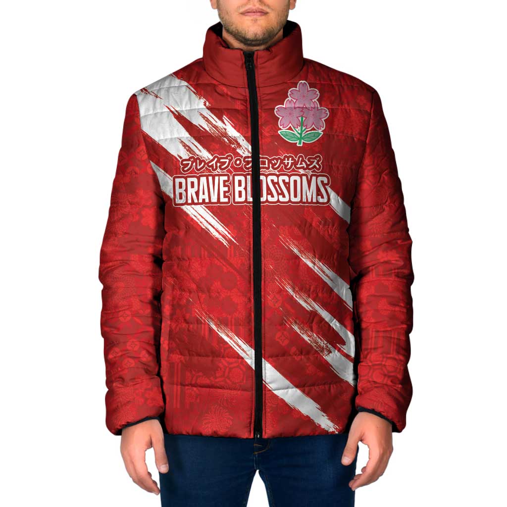 Custom Rugby Japan Padded Jacket The Champion Brave Blossoms Red Color - Wonder Print Shop