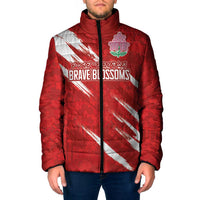 Custom Rugby Japan Padded Jacket The Champion Brave Blossoms Red Color - Wonder Print Shop