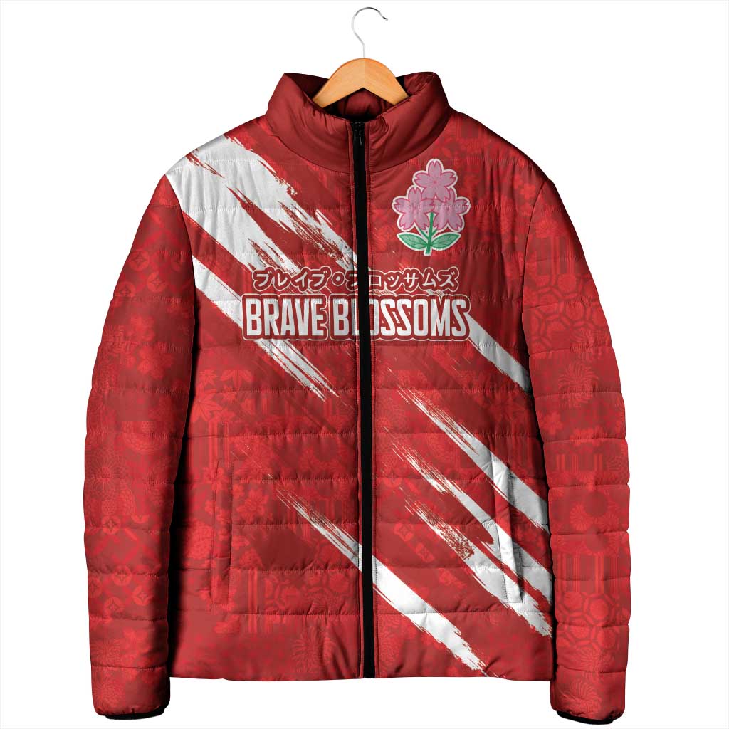 Custom Rugby Japan Padded Jacket The Champion Brave Blossoms Red Color - Wonder Print Shop
