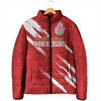 Custom Rugby Japan Padded Jacket The Champion Brave Blossoms Red Color - Wonder Print Shop