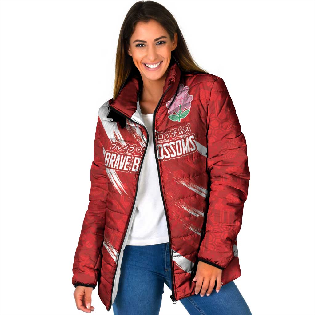 Custom Rugby Japan Padded Jacket The Champion Brave Blossoms Red Color - Wonder Print Shop
