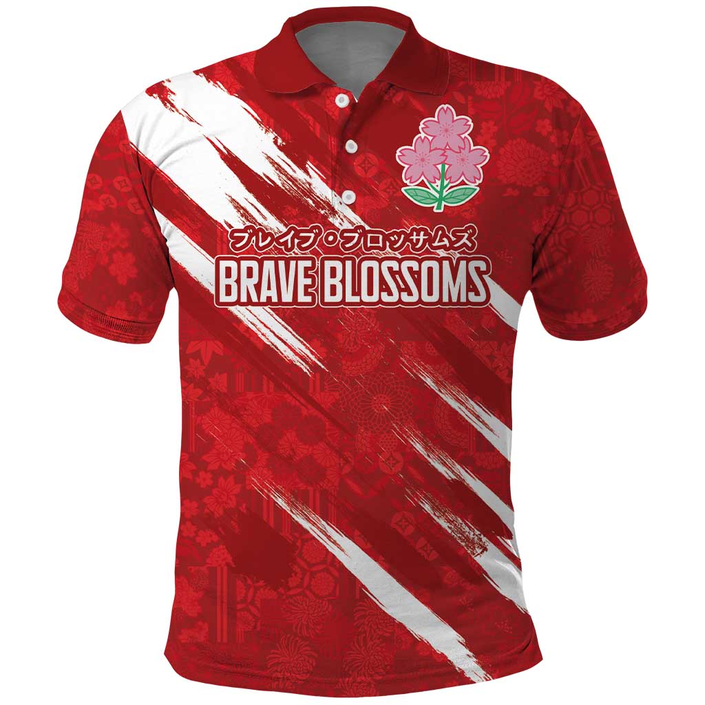 Custom Rugby Japan Polo Shirt The Champion Brave Blossoms Red Color - Wonder Print Shop