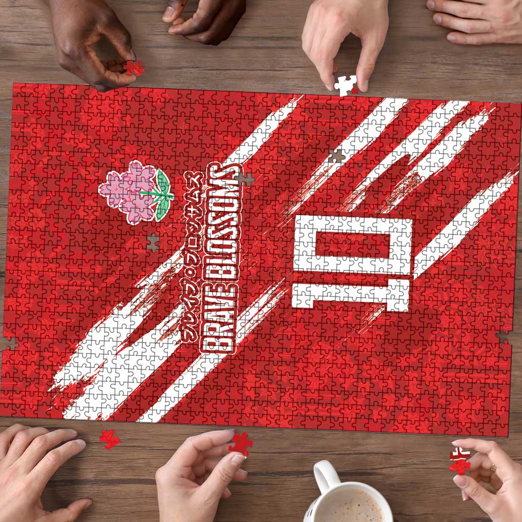 Custom Rugby Japan Puzzle The Champion Brave Blossoms Red Color - Wonder Print Shop