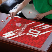 Custom Rugby Japan Puzzle The Champion Brave Blossoms Red Color - Wonder Print Shop