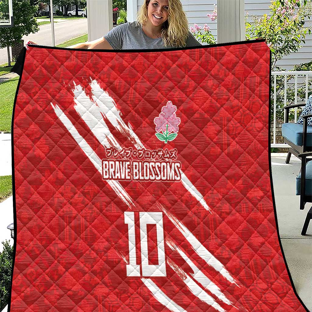 Custom Rugby Japan Quilt The Champion Brave Blossoms Red Color - Wonder Print Shop