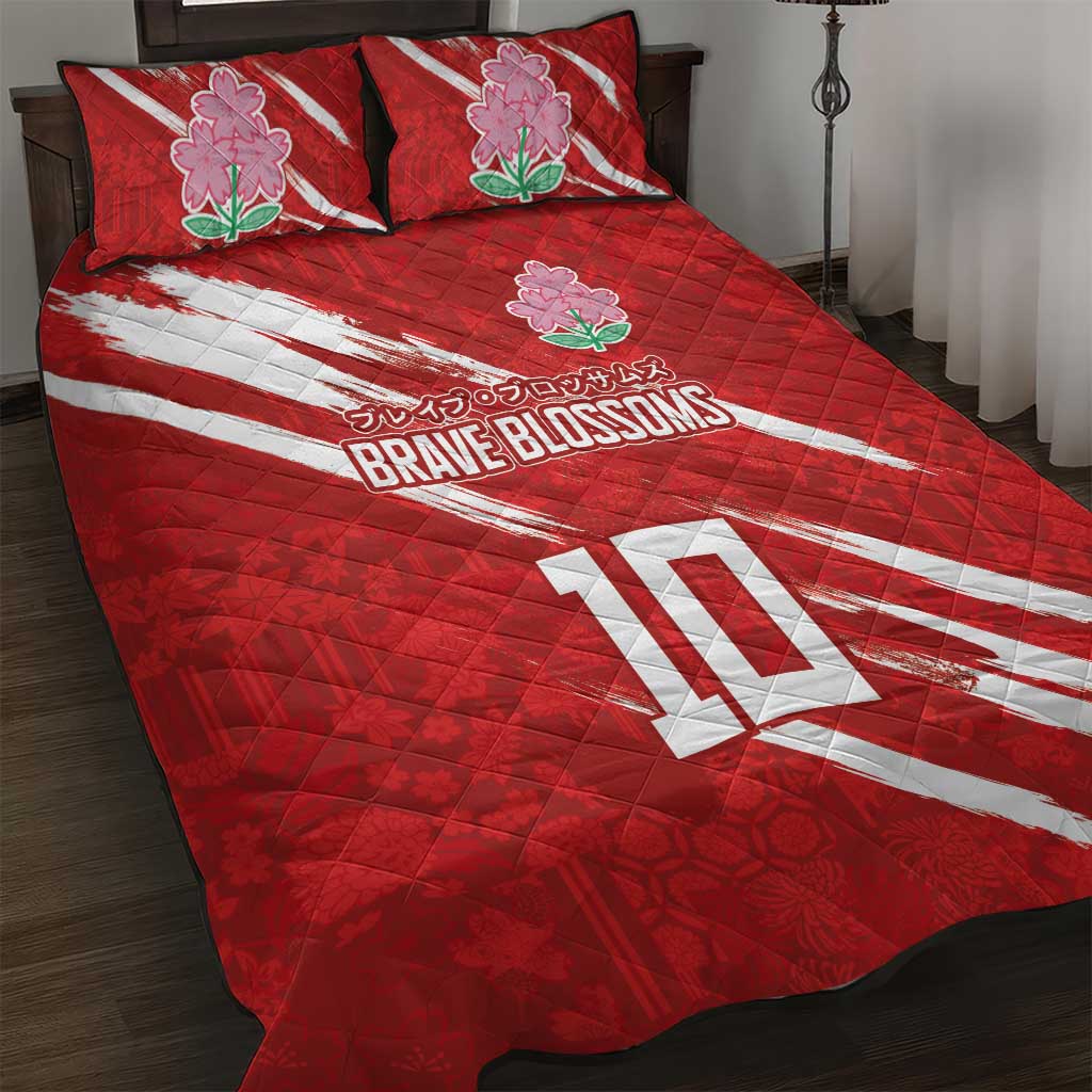 Custom Rugby Japan Quilt Bed Set The Champion Brave Blossoms Red Color - Wonder Print Shop