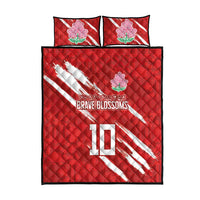 Custom Rugby Japan Quilt Bed Set The Champion Brave Blossoms Red Color - Wonder Print Shop