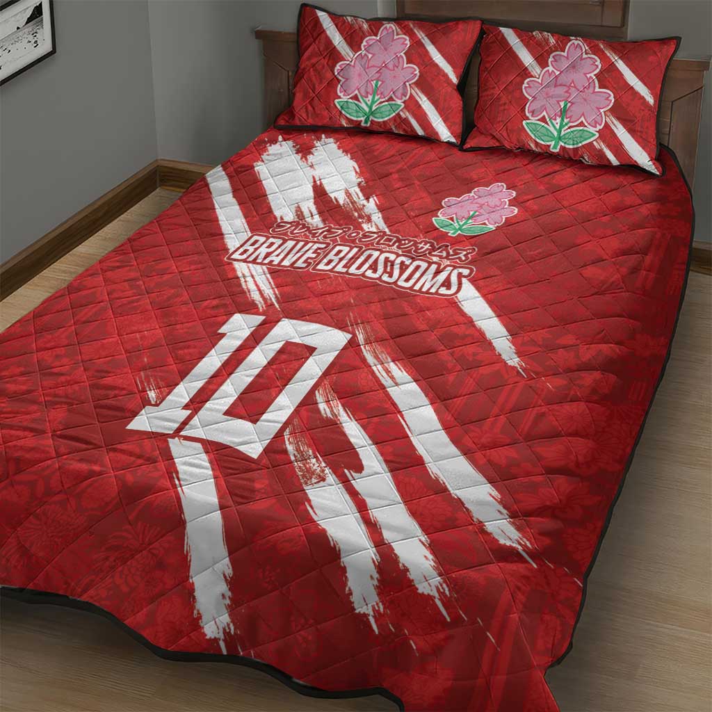 Custom Rugby Japan Quilt Bed Set The Champion Brave Blossoms Red Color - Wonder Print Shop