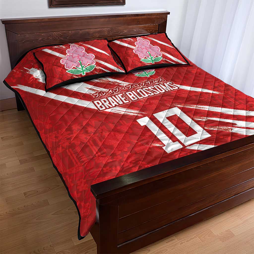 Custom Rugby Japan Quilt Bed Set The Champion Brave Blossoms Red Color - Wonder Print Shop