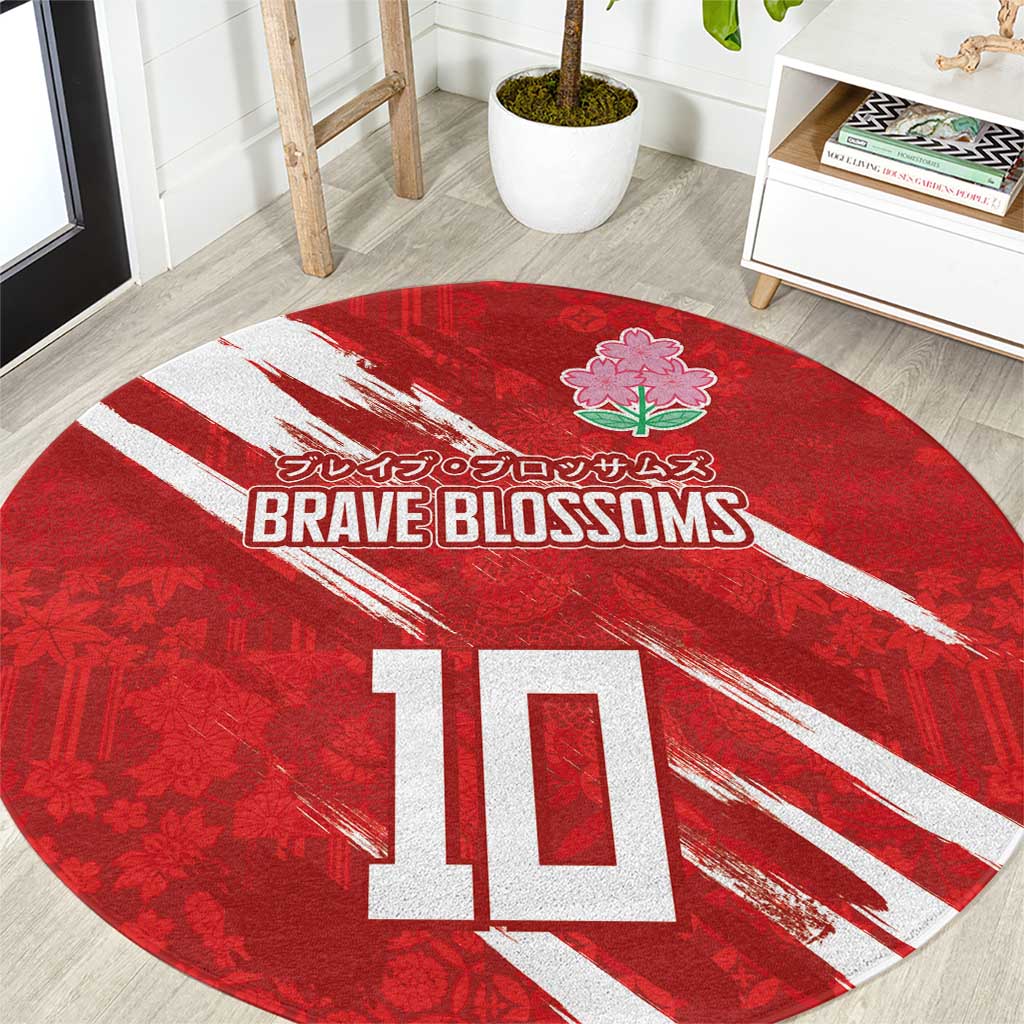 Custom Rugby Japan Round Carpet The Champion Brave Blossoms Red Color - Wonder Print Shop