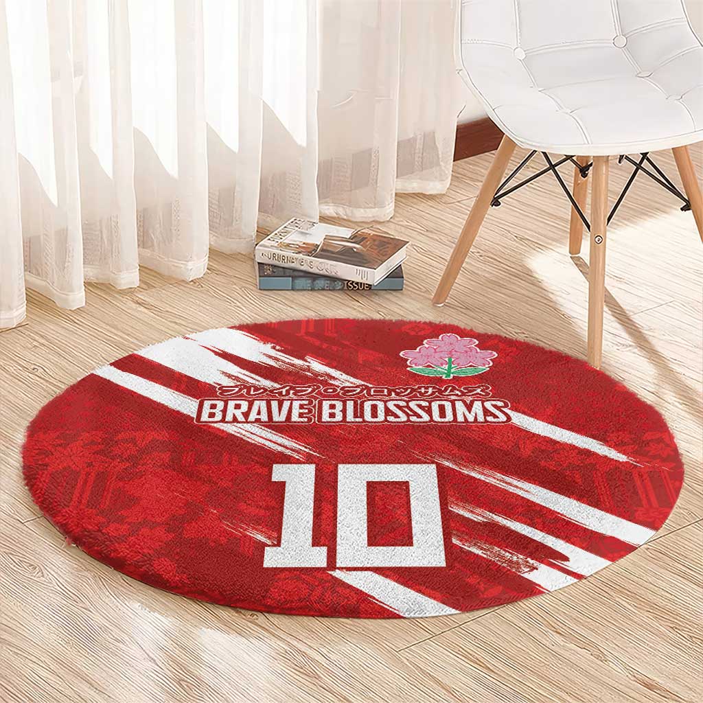 Custom Rugby Japan Round Carpet The Champion Brave Blossoms Red Color - Wonder Print Shop